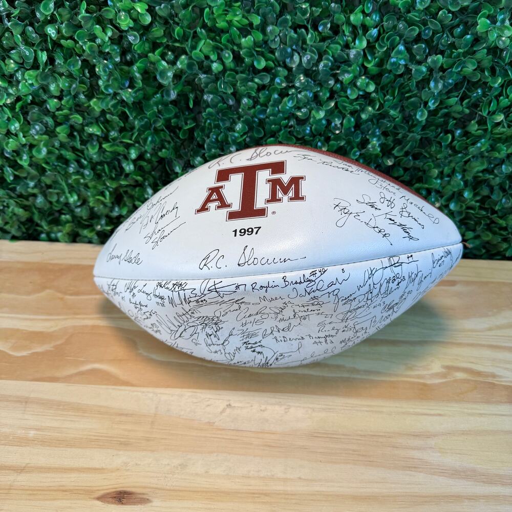 Texas A&M RC Slocum Coach Signed Football Team Printed Signatures Wilson